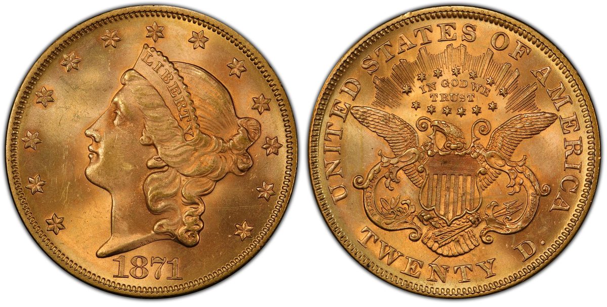 1871 $20 Liberty Head Double Eagle