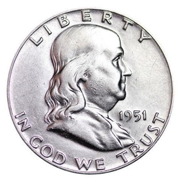 1951 P Ben Franklin Half Dollar
