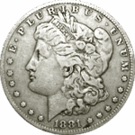 1881 O Morgan Silver Dollar