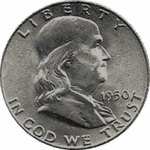 1950 D Ben Franklin Half Dollar