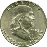 1952 S Ben Franklin Half Dollar