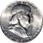 1953-S Ben Franklin Half Dollar