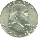 1954 D Ben Franklin Half Dollar