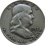 1957 P Ben Franklin Half Dollar